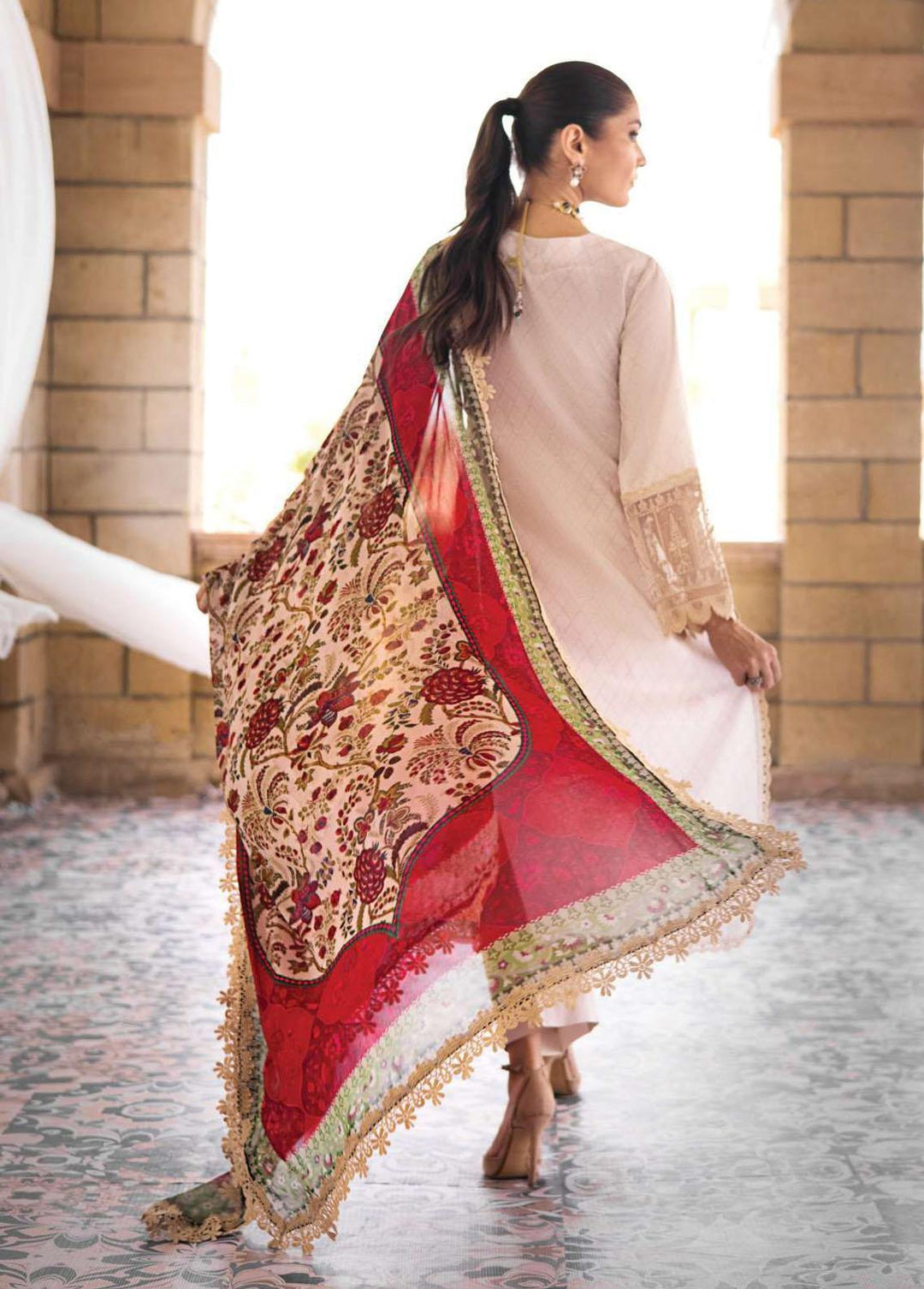 Zainab Chottani Embroidered Lawn Suits Unstitched 3 Piece ZC23L 9B - Luxury Collection