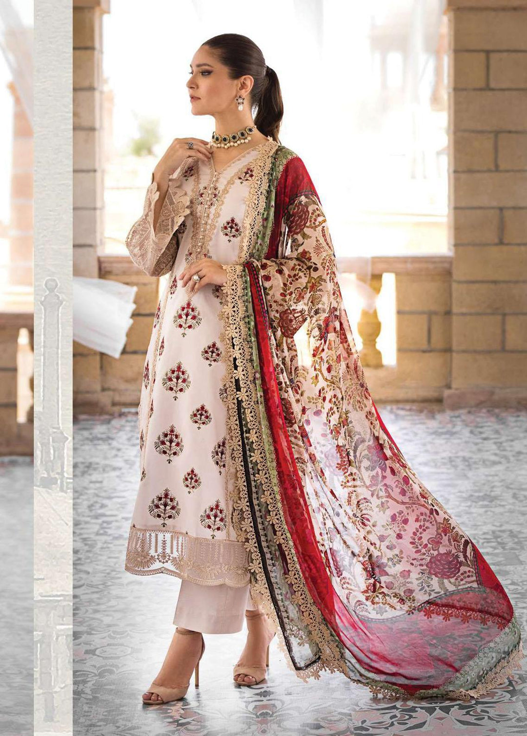 Zainab Chottani Embroidered Lawn Suits Unstitched 3 Piece ZC23L 9B - Luxury Collection