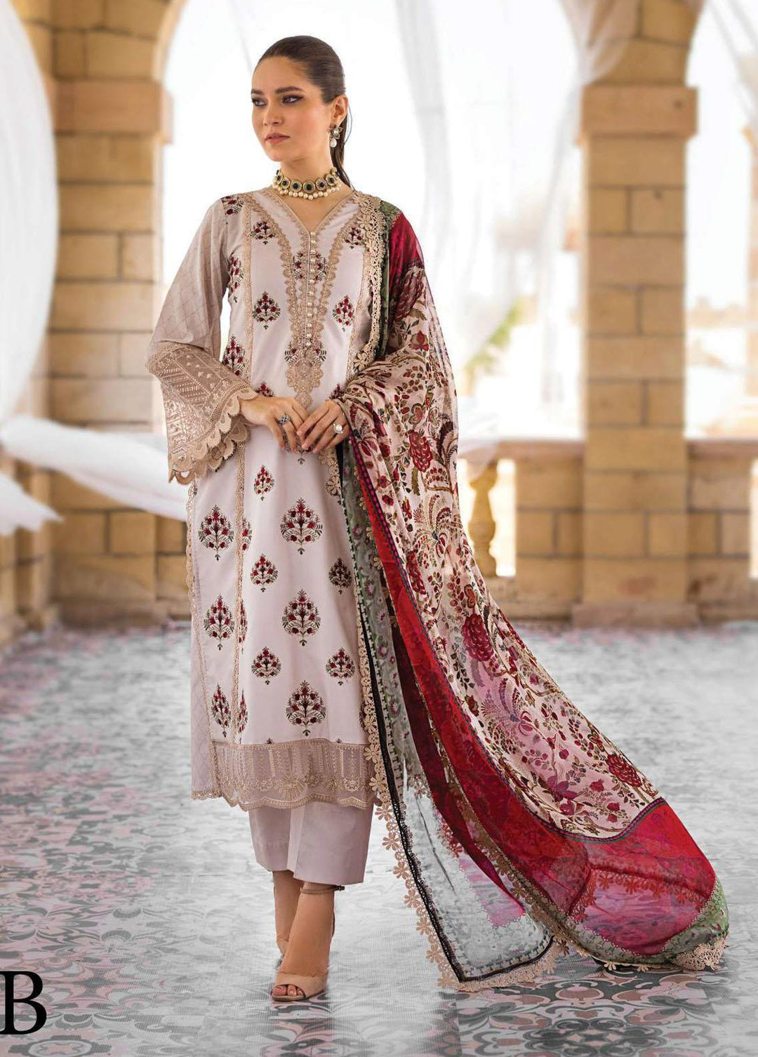 Zainab Chottani Embroidered Lawn Suits Unstitched 3 Piece ZC23L 9B - Luxury Collection