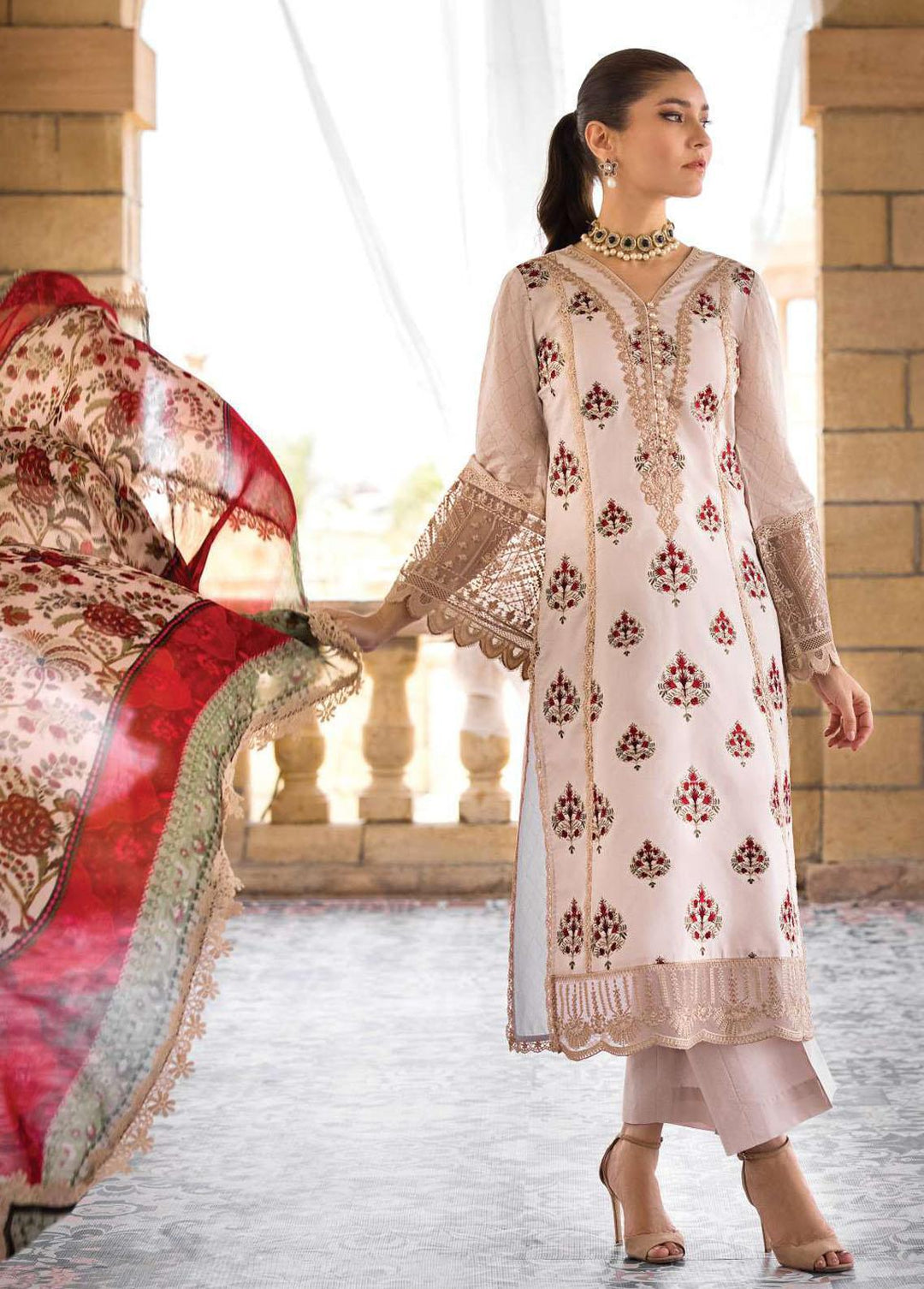 Zainab Chottani Embroidered Lawn Suits Unstitched 3 Piece ZC23L 9B - Luxury Collection