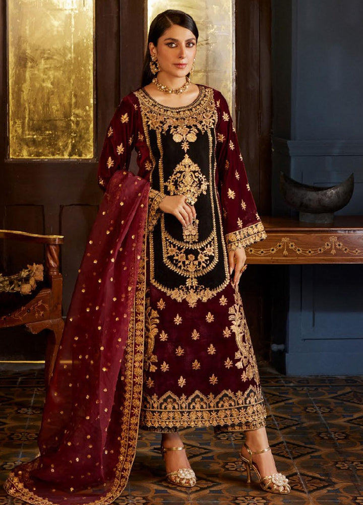 Zainab Chottani Embroidered Velvet Suits Unstitched 3 Piece ZC23UV D3 Ziba - Luxury Collection