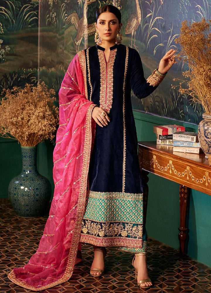 Zainab Chottani Embroidered Velvet Suits Unstitched 3 Piece ZC23UV D4 Amira - Luxury Collection