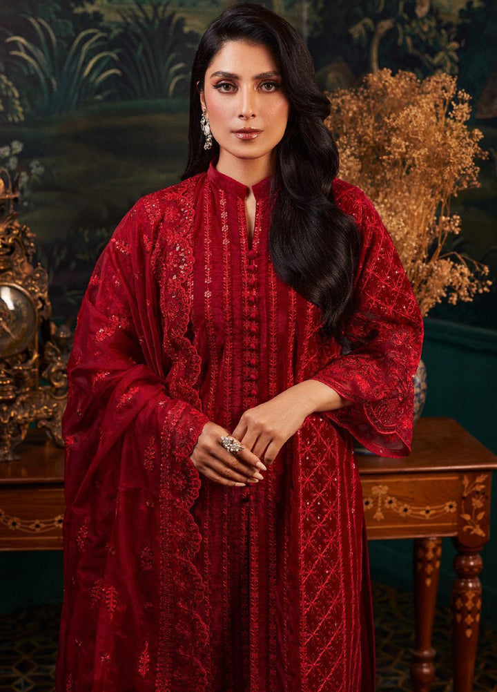 Zainab Chottani Embroidered Velvet Suits Unstitched 3 Piece ZC23UV D5 Surkh - Luxury Collection