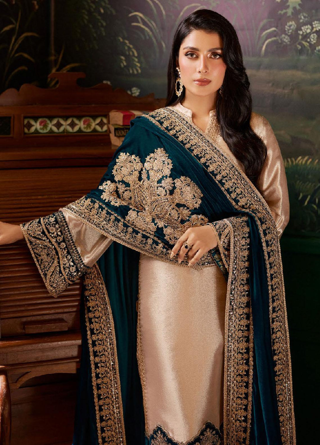 Zainab Chottani Embroidered Brocade Suits Unstitched 3 Piece ZC23UV D6 Amber - Luxury Collection