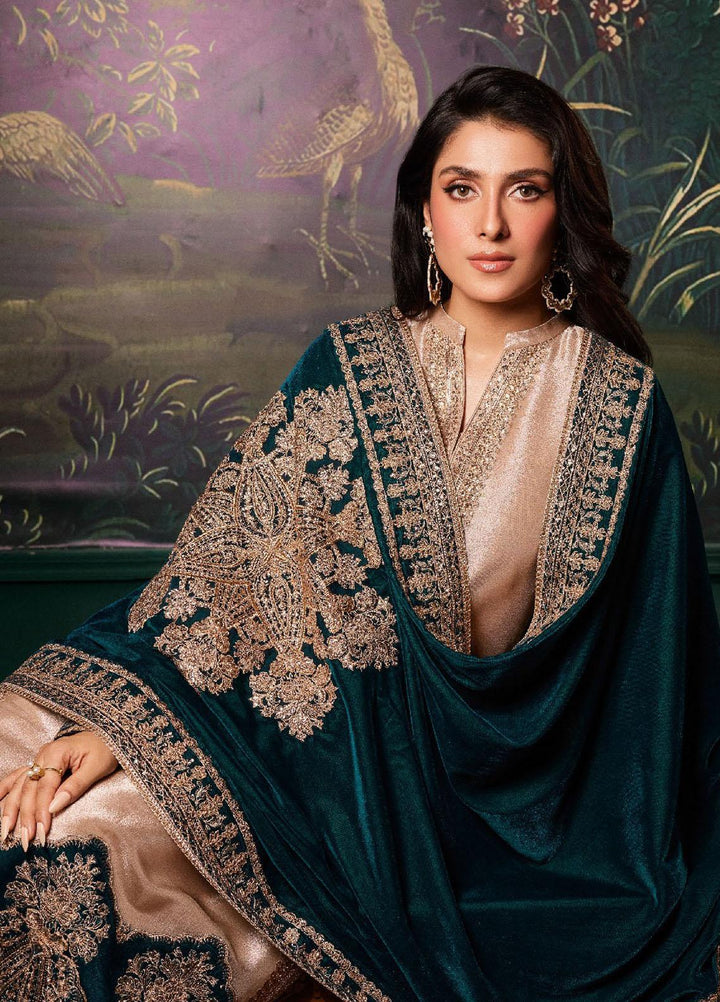 Zainab Chottani Embroidered Brocade Suits Unstitched 3 Piece ZC23UV D6 Amber - Luxury Collection