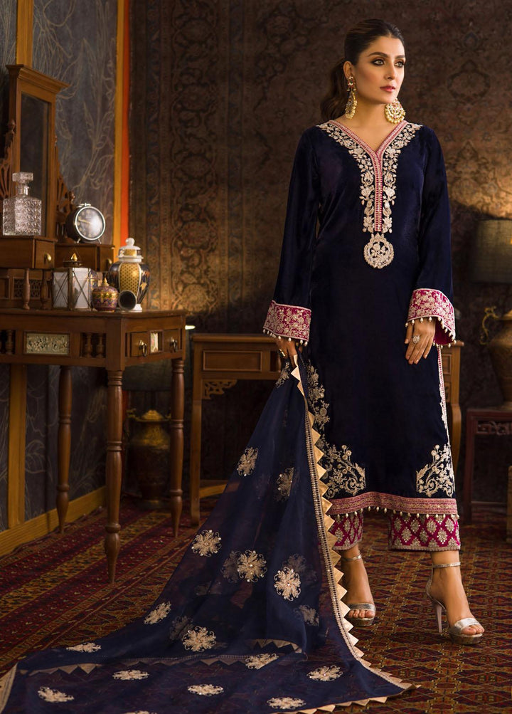 Zainab Chottani Embroidered Velvet Suits Unstitched 3 Piece ZC21FW 05 Pareesa - Winter Collection