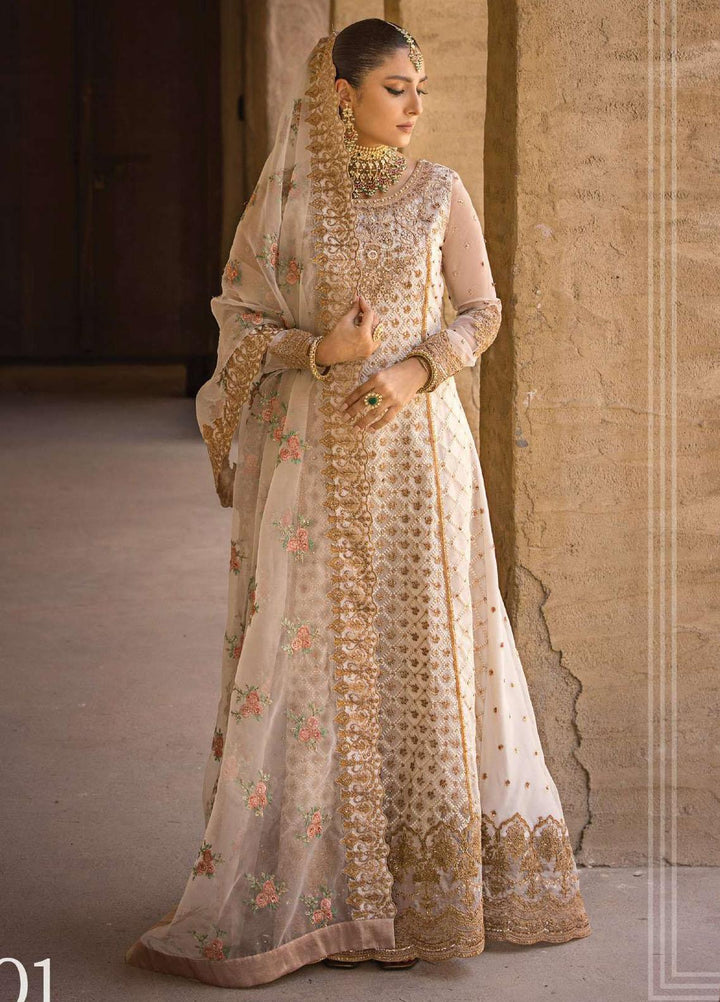 Zainab Chottani Embroidered Organza Suits Unstitched 4 Piece ZC23WF D-01 Heer - Wedding Collection