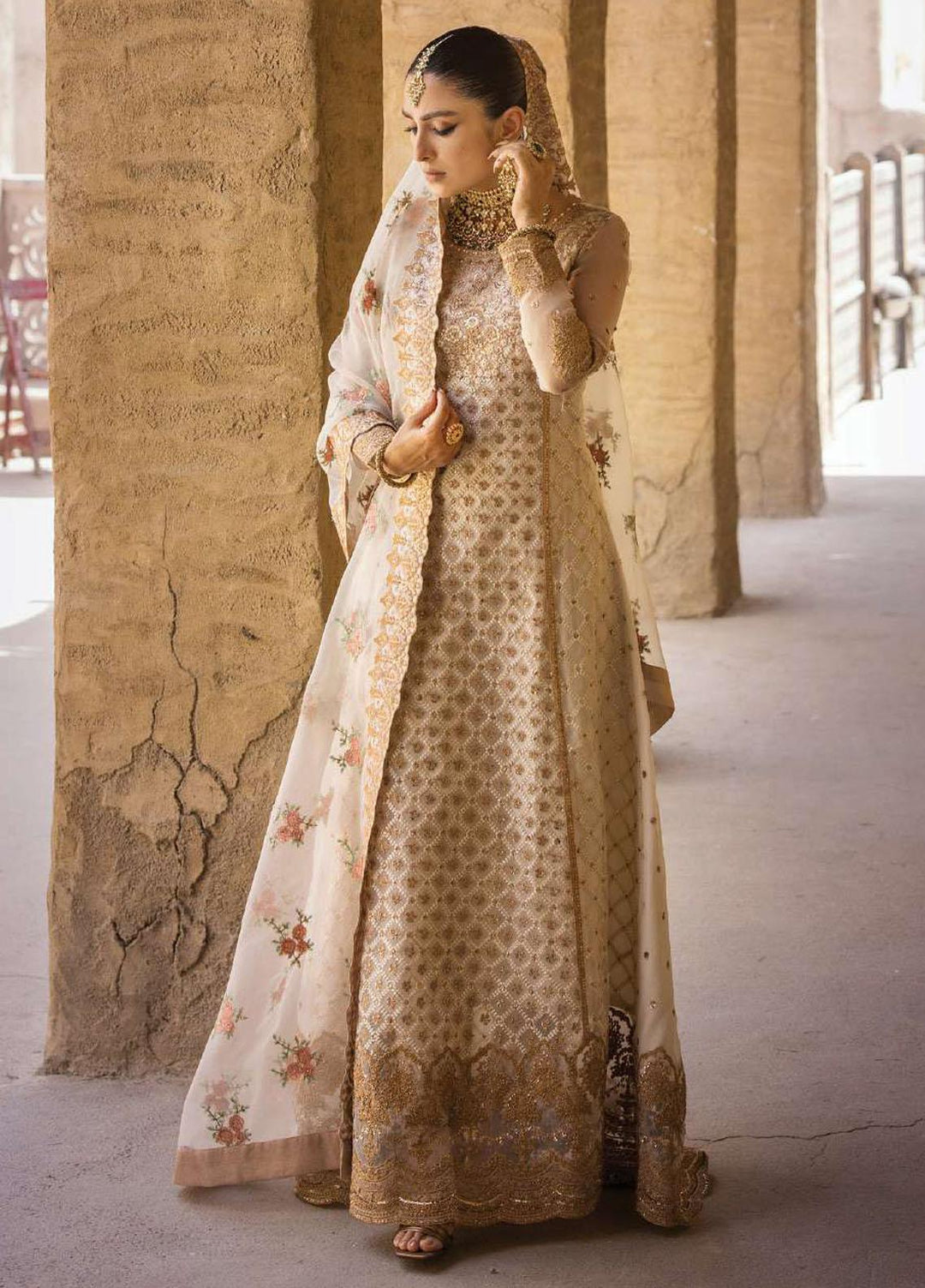 Zainab Chottani Embroidered Organza Suits Unstitched 4 Piece ZC23WF D-01 Heer - Wedding Collection