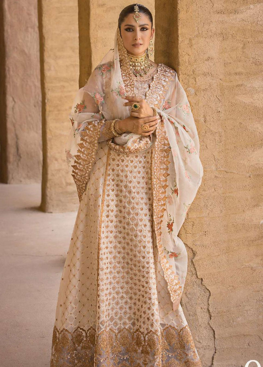 Zainab Chottani Embroidered Organza Suits Unstitched 4 Piece ZC23WF D-01 Heer - Wedding Collection