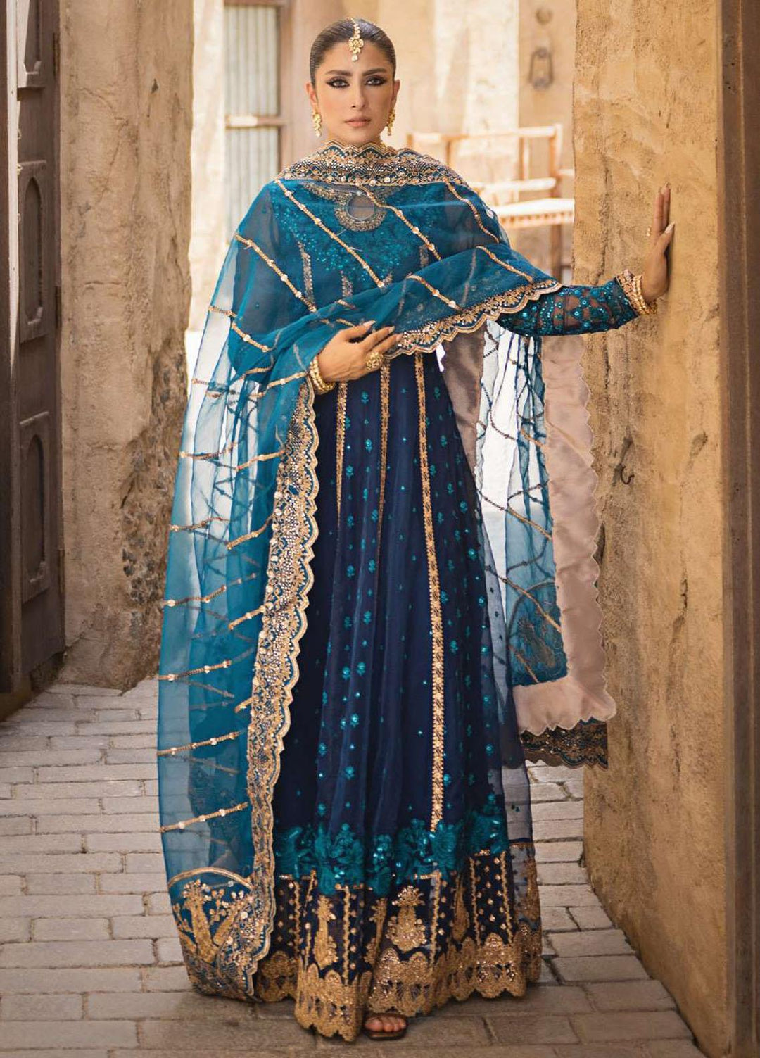 Zainab Chottani Embroidered Organza Suits Unstitched 4 Piece ZC23WF D-03 Mahi - Wedding Collection