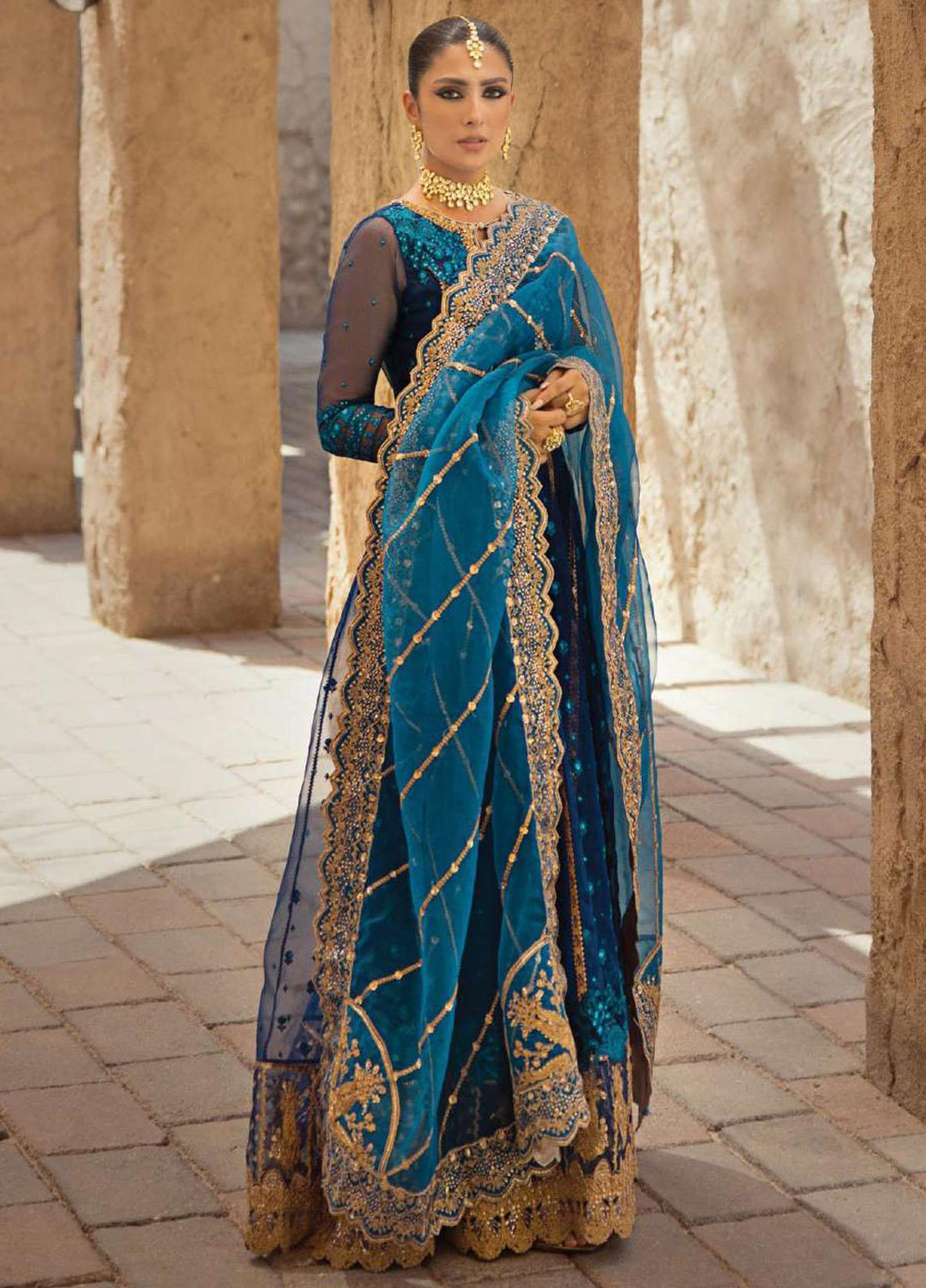 Zainab Chottani Embroidered Organza Suits Unstitched 4 Piece ZC23WF D-03 Mahi - Wedding Collection