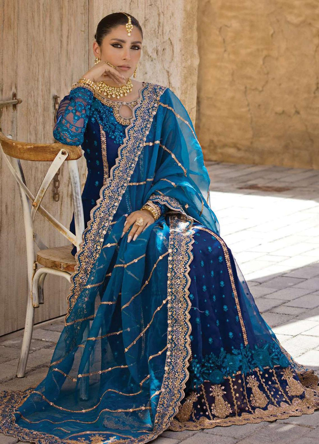 Zainab Chottani Embroidered Organza Suits Unstitched 4 Piece ZC23WF D-03 Mahi - Wedding Collection