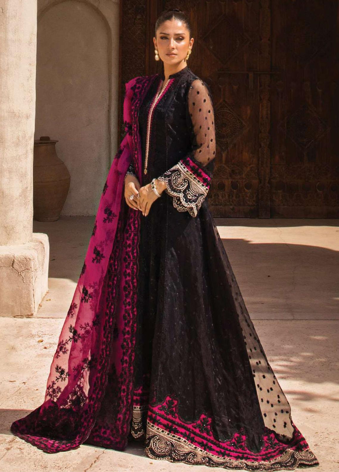 Zainab Chottani Embroidered Organza Suits Unstitched 4 Piece ZC23WF D-04 Nora - Wedding Collection