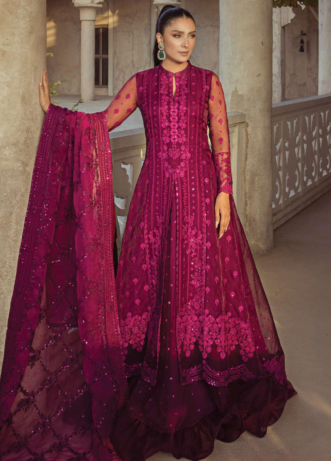 Zainab Chottani Embroidered Organza Suits Unstitched 4 Piece ZC23WF D-05 Ainaz - Wedding Collection