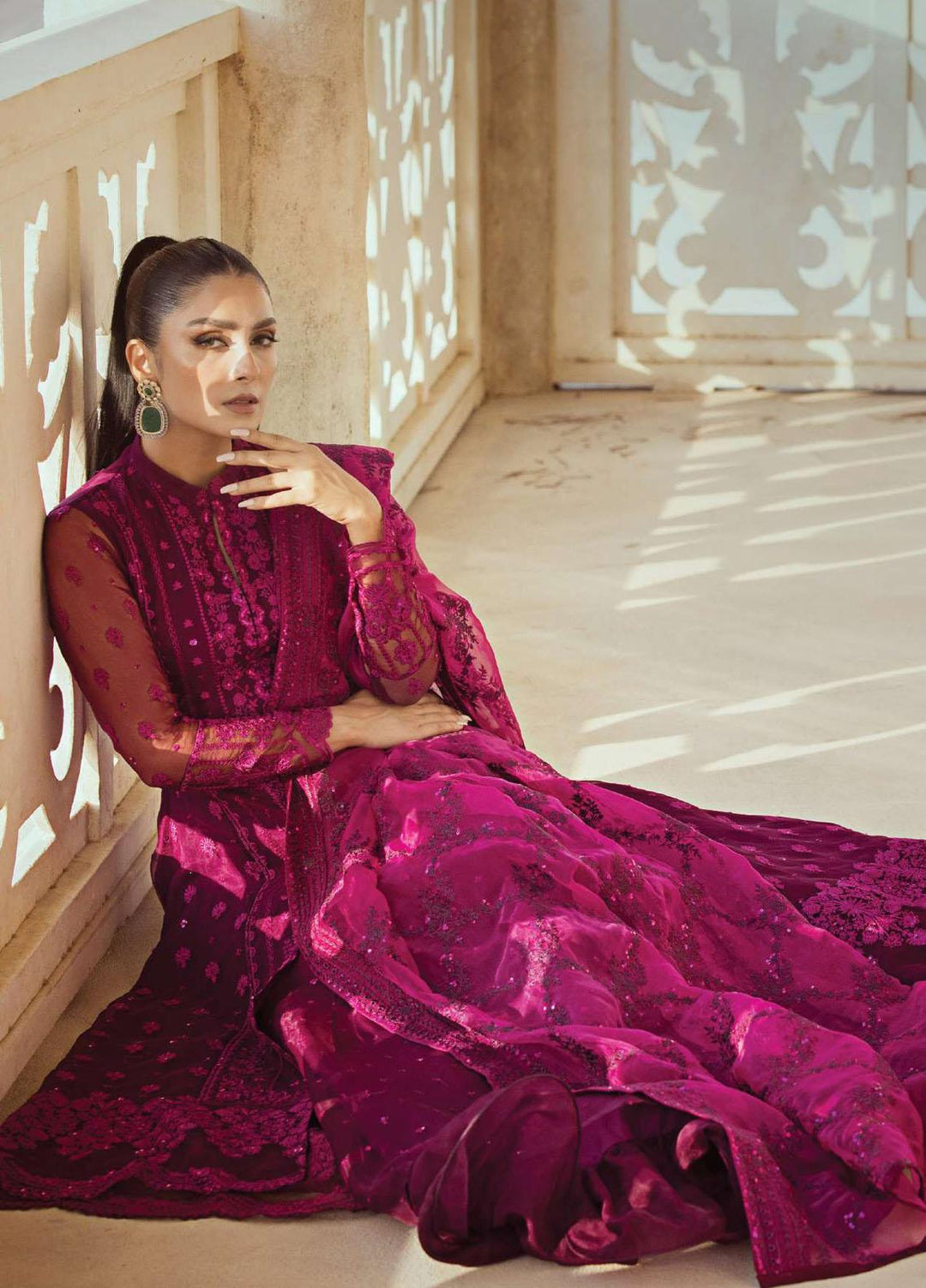 Zainab Chottani Embroidered Organza Suits Unstitched 4 Piece ZC23WF D-05 Ainaz - Wedding Collection