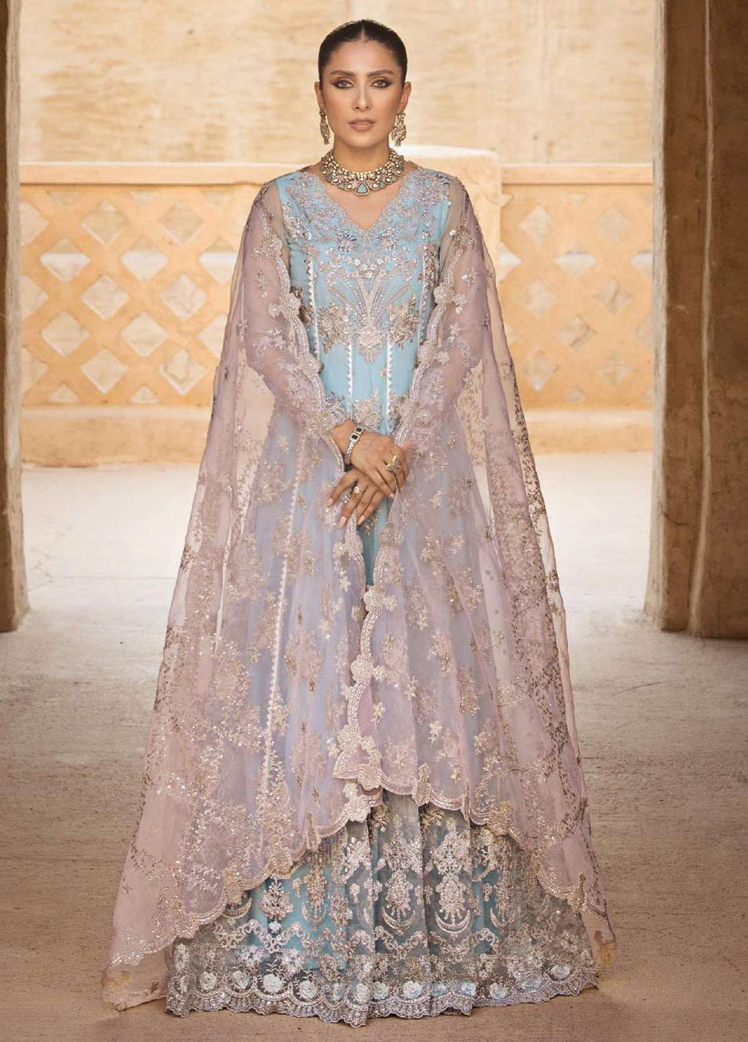 Zainab Chottani Embroidered Organza Suits Unstitched 4 Piece ZC23WF D-06 Parinaz - Wedding Collection