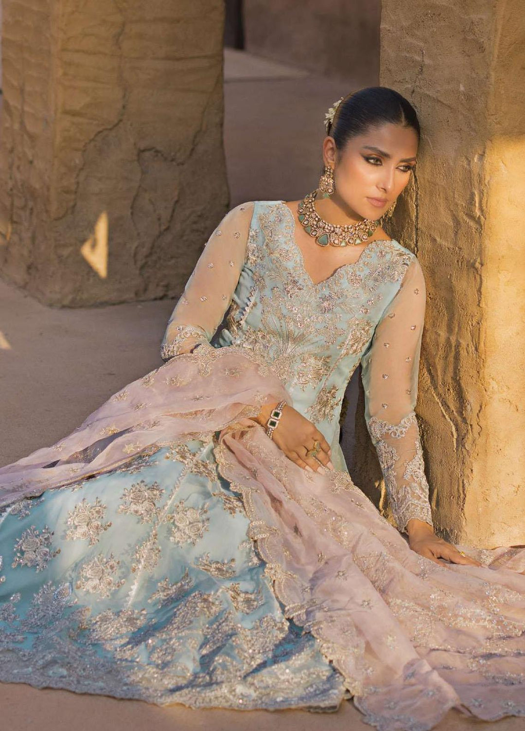 Zainab Chottani Embroidered Organza Suits Unstitched 4 Piece ZC23WF D-06 Parinaz - Wedding Collection