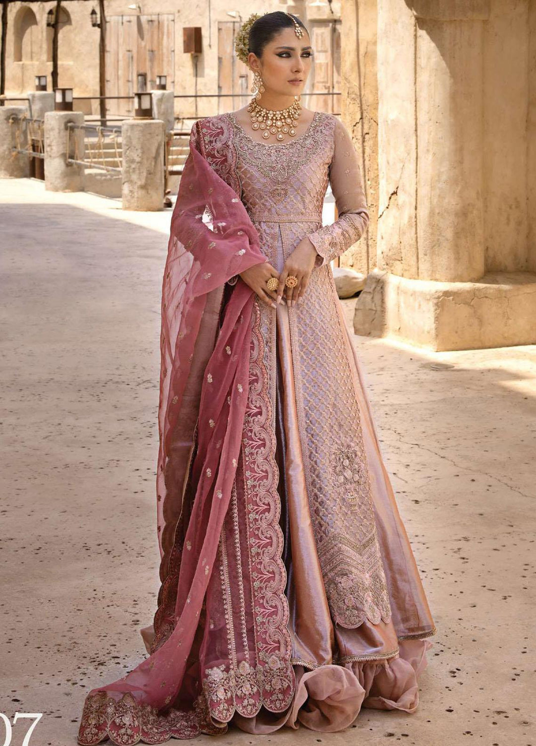 Zainab Chottani Embroidered Brocade Suits Unstitched 4 Piece ZC23WF D-07 Mah-e-Noor - Wedding Collection