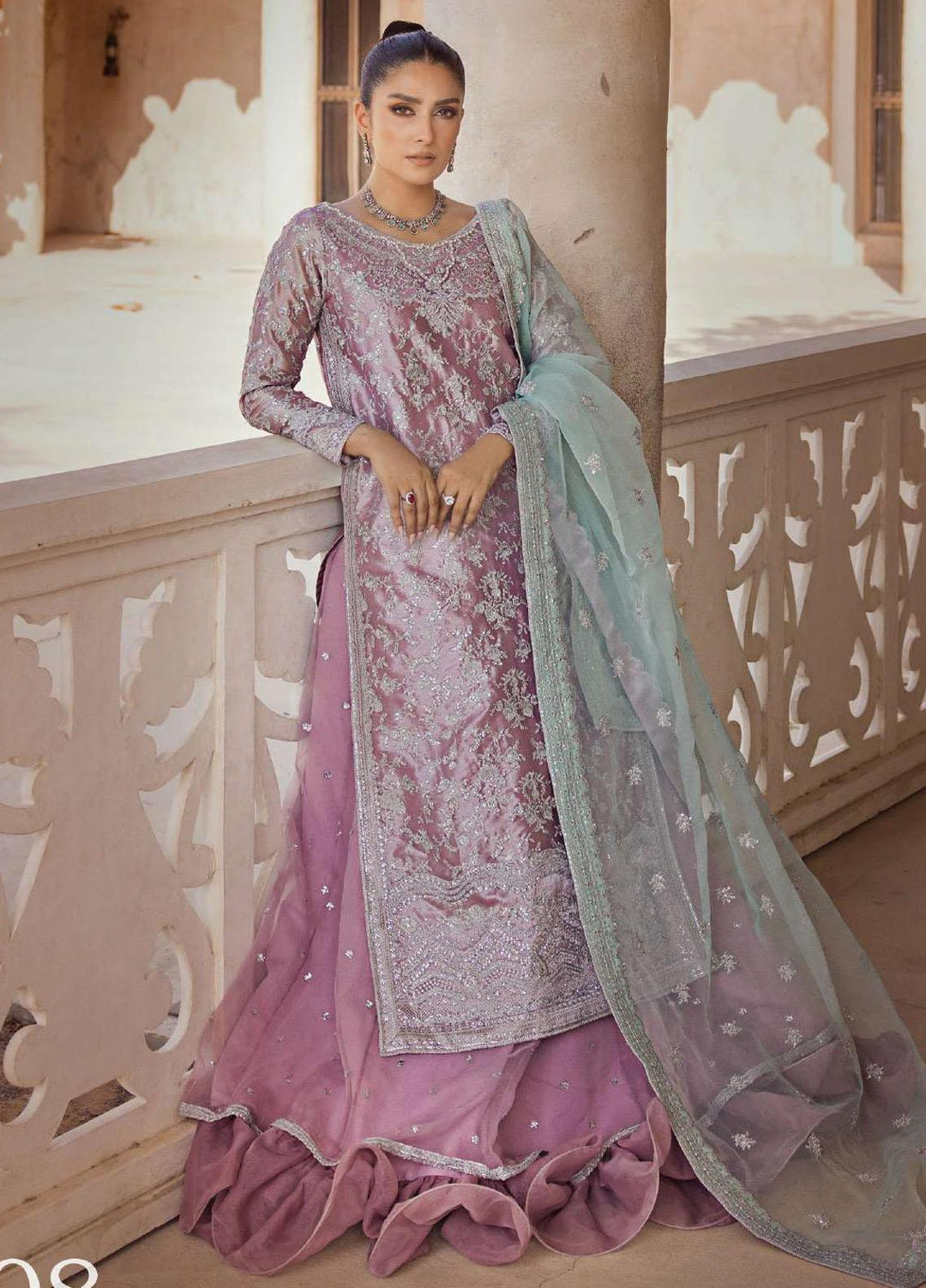 Zainab Chottani Embroidered Brocade Suits Unstitched 4 Piece ZC23WF D-08 Nermin - Wedding Collection