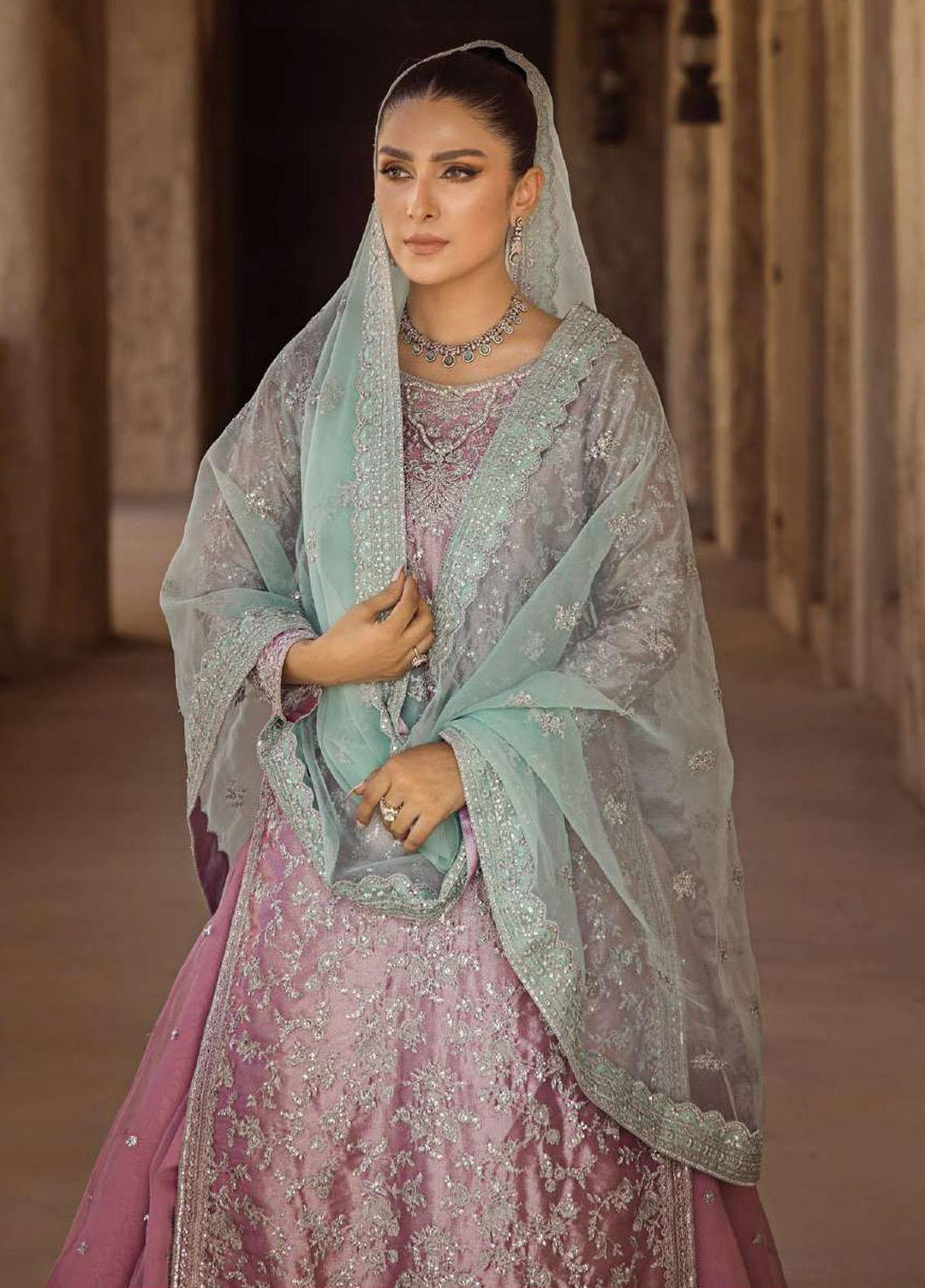 Zainab Chottani Embroidered Brocade Suits Unstitched 4 Piece ZC23WF D-08 Nermin - Wedding Collection