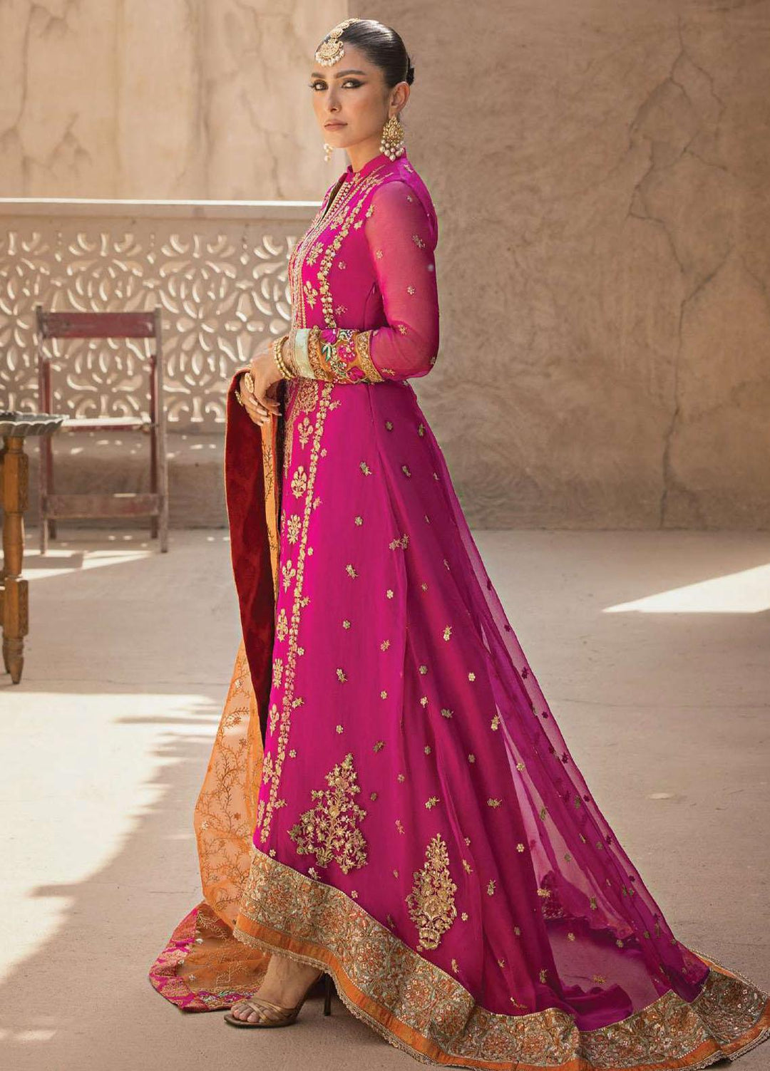 Zainab Chottani Embroidered Organza Suits Unstitched 4 Piece ZC23WF D-09 Husn-e-Ara - Wedding Collection