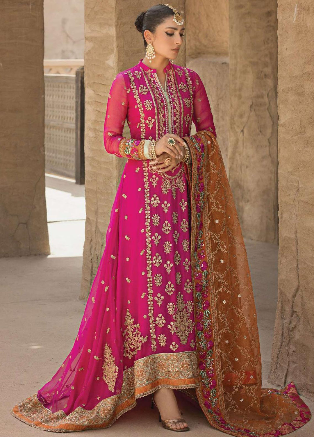 Zainab Chottani Embroidered Organza Suits Unstitched 4 Piece ZC23WF D-09 Husn-e-Ara - Wedding Collection