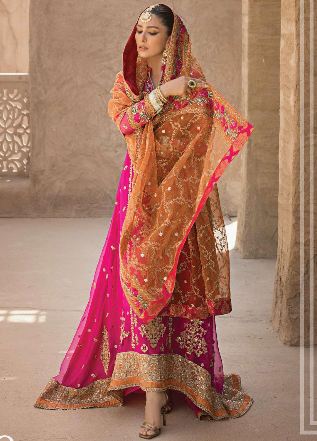 Zainab Chottani Embroidered Organza Suits Unstitched 4 Piece ZC23WF D-09 Husn-e-Ara - Wedding Collection