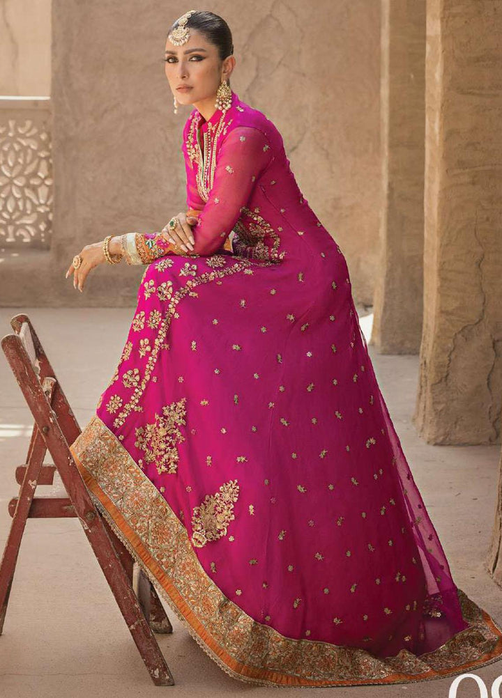 Zainab Chottani Embroidered Organza Suits Unstitched 4 Piece ZC23WF D-09 Husn-e-Ara - Wedding Collection