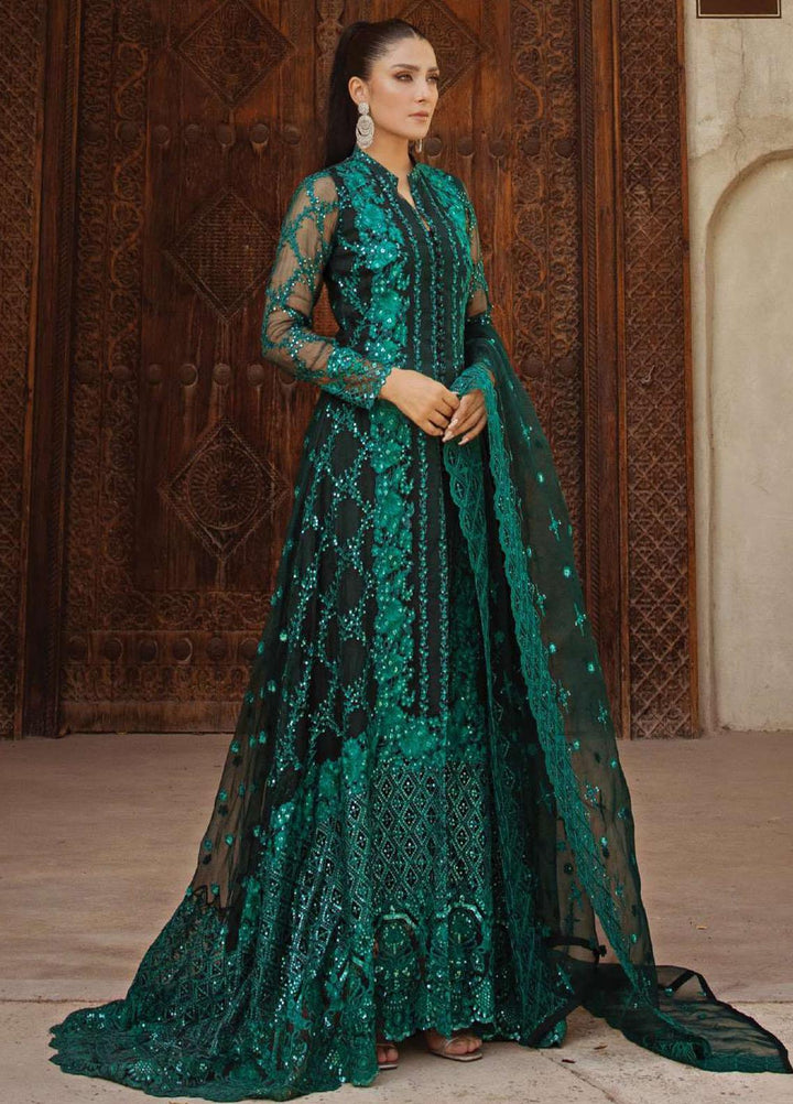 Zainab Chottani Embroidered Organza Suits Unstitched 4 Piece ZC23WF D-10 Zel Meerah - Wedding Collection