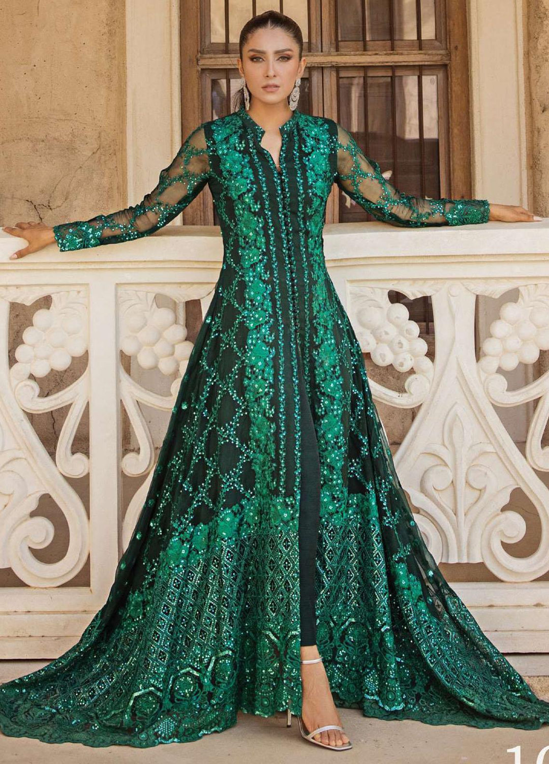 Zainab Chottani Embroidered Organza Suits Unstitched 4 Piece ZC23WF D-10 Zel Meerah - Wedding Collection
