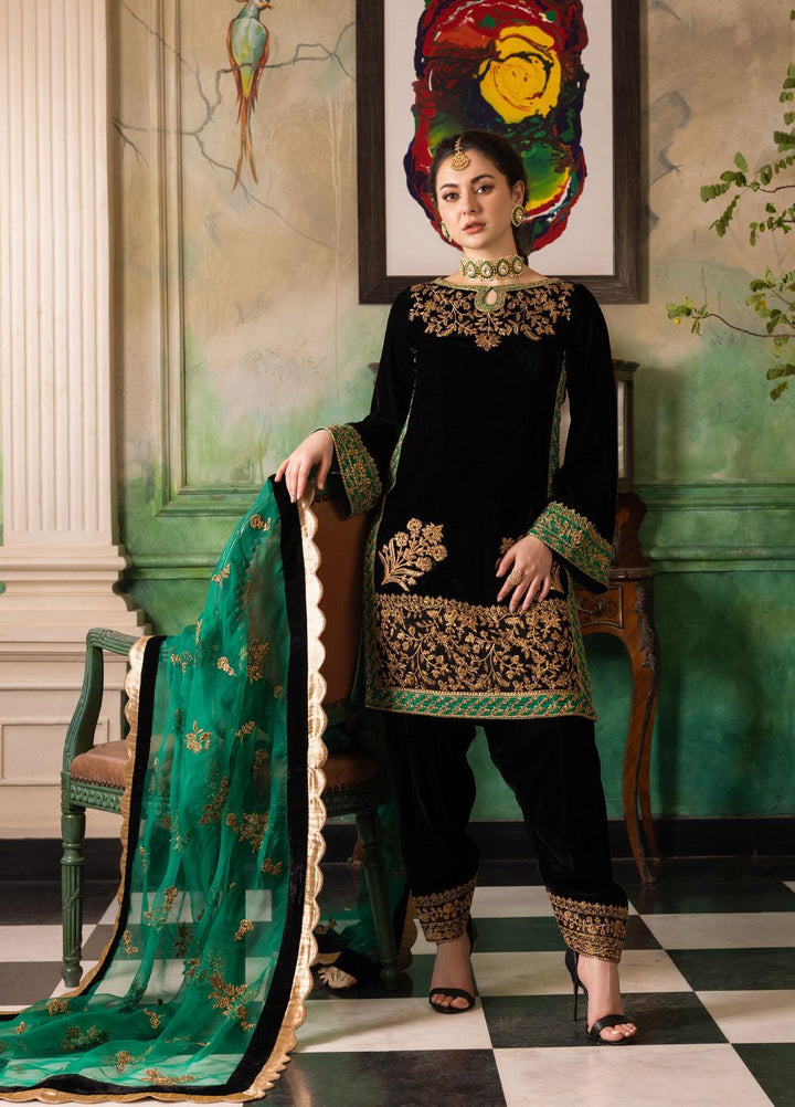 Zainab Chottani Embroidered Velvet Suits Unstitched 3 Piece ZC22V 01 Zimmel - Luxury Collection