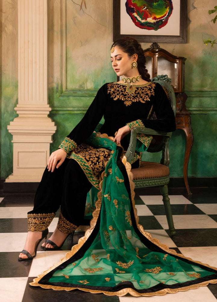 Zainab Chottani Embroidered Velvet Suits Unstitched 3 Piece ZC22V 01 Zimmel - Luxury Collection