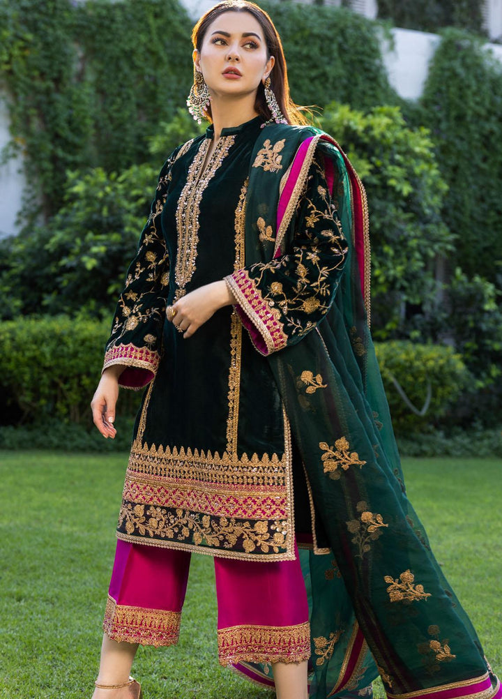 Zainab Chottani Embroidered Velvet Suits Unstitched 3 Piece ZC22V 02 Pareeshay - Luxury Collection