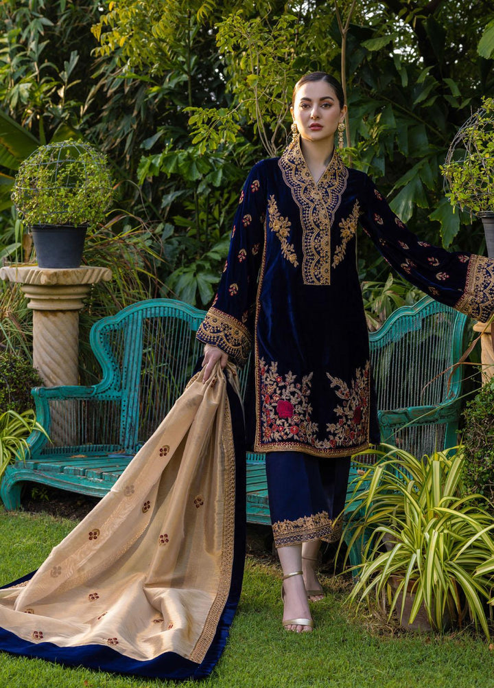 Zainab Chottani Embroidered Velvet Suits Unstitched 3 Piece ZC22V 03 Aashna - Luxury Collection