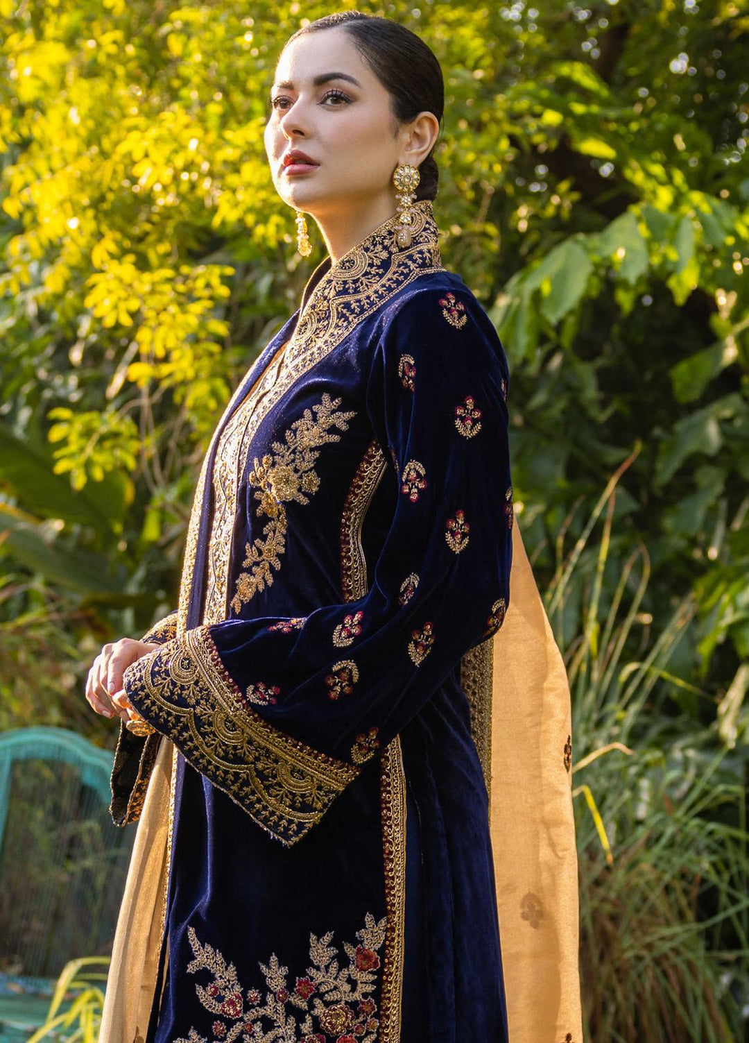 Zainab Chottani Embroidered Velvet Suits Unstitched 3 Piece ZC22V 03 Aashna - Luxury Collection