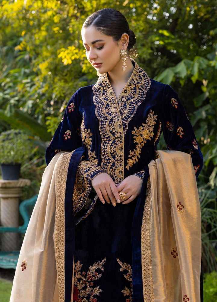 Zainab Chottani Embroidered Velvet Suits Unstitched 3 Piece ZC22V 03 Aashna - Luxury Collection