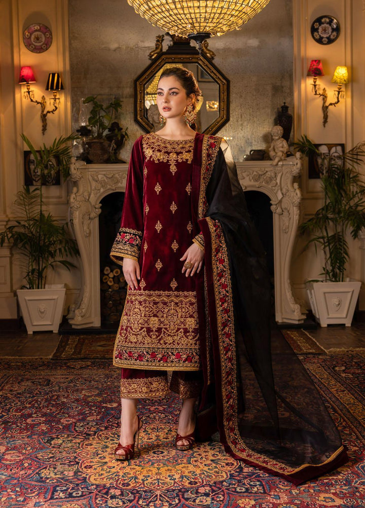 Zainab Chottani Embroidered Velvet Suits Unstitched 3 Piece ZC22V 04 Ameerah - Luxury Collection