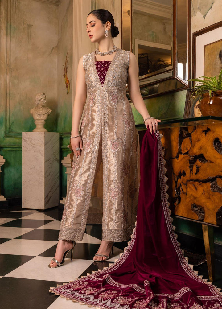 Zainab Chottani Embroidered Velvet Suits Unstitched 3 Piece ZC22V 05 Revayat - Luxury Collection