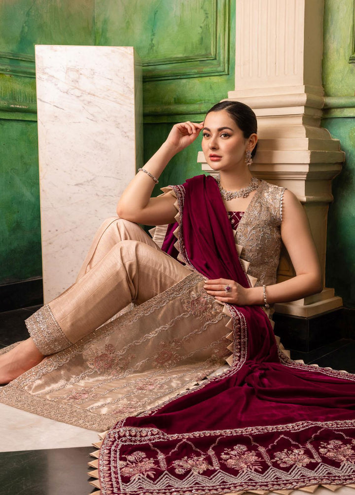 Zainab Chottani Embroidered Velvet Suits Unstitched 3 Piece ZC22V 05 Revayat - Luxury Collection
