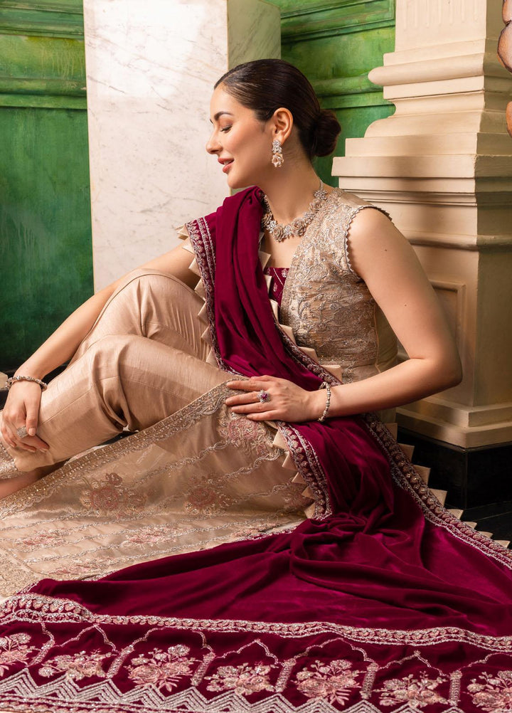 Zainab Chottani Embroidered Velvet Suits Unstitched 3 Piece ZC22V 05 Revayat - Luxury Collection