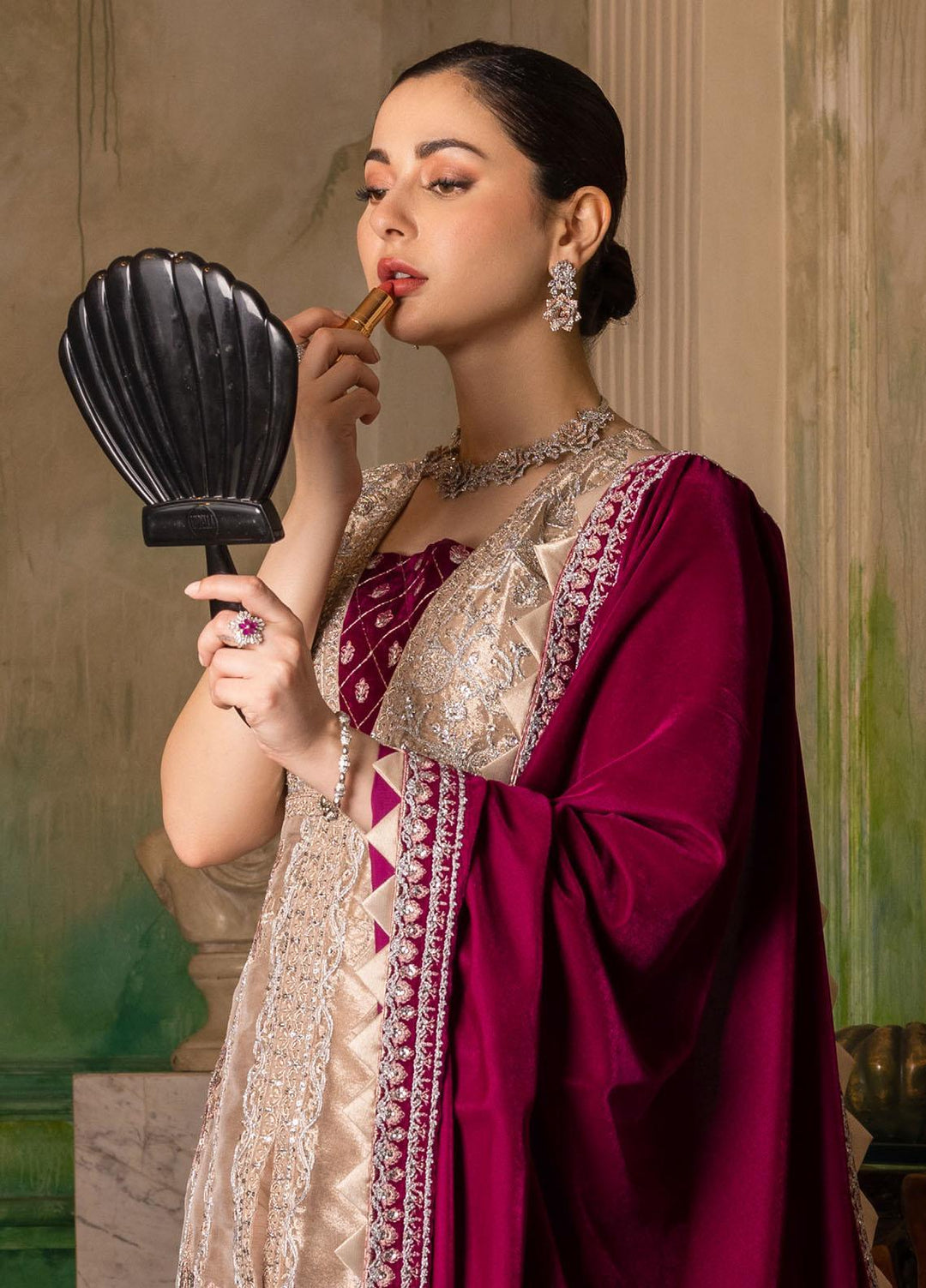 Zainab Chottani Embroidered Velvet Suits Unstitched 3 Piece ZC22V 05 Revayat - Luxury Collection