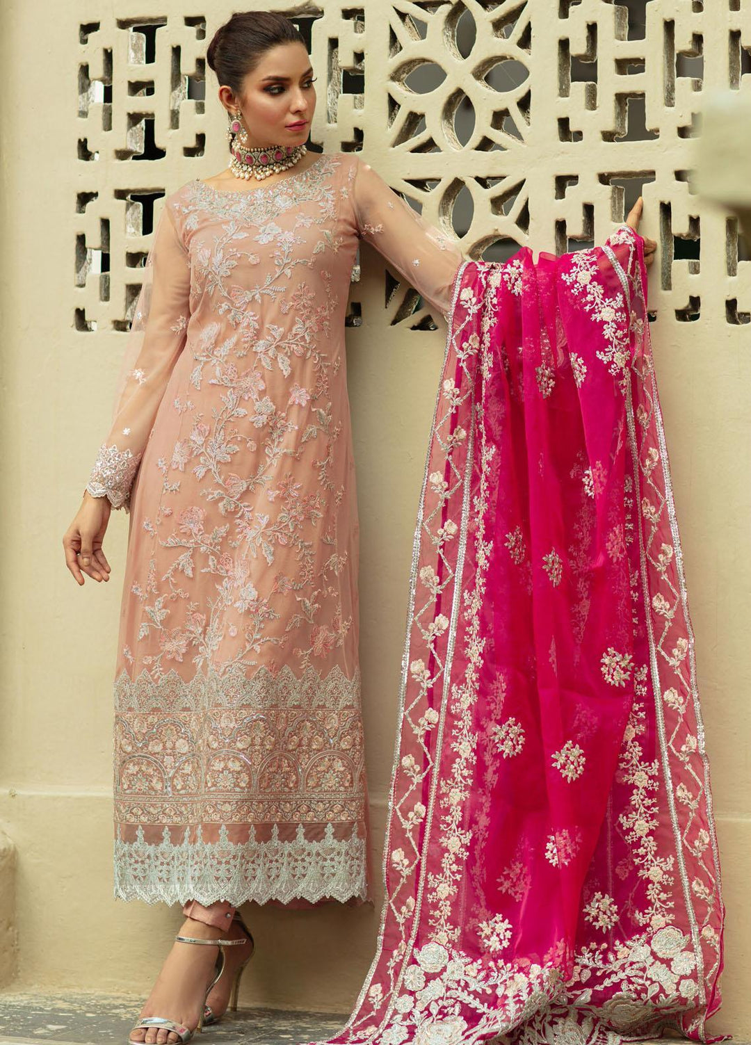 Zainab Chottani Embroidered Net Suits Unstitched 3 Piece ZC21WF Hasrat 08 - Wedding Collection