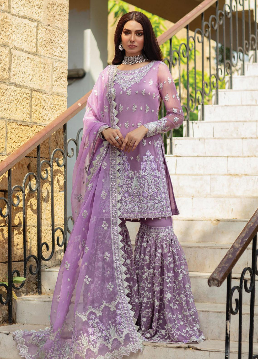 Zainab Chottani Embroidered Net Suits Unstitched 3 Piece ZC21WF Layla 04 - Wedding Collection