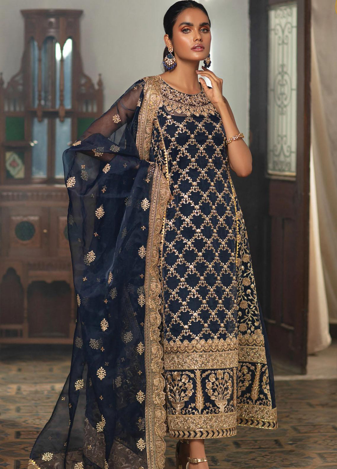 Zainab Chottani Embroidered Organza Suits Unstitched 3 Piece ZC21WF Sanem 07 - Wedding Collection