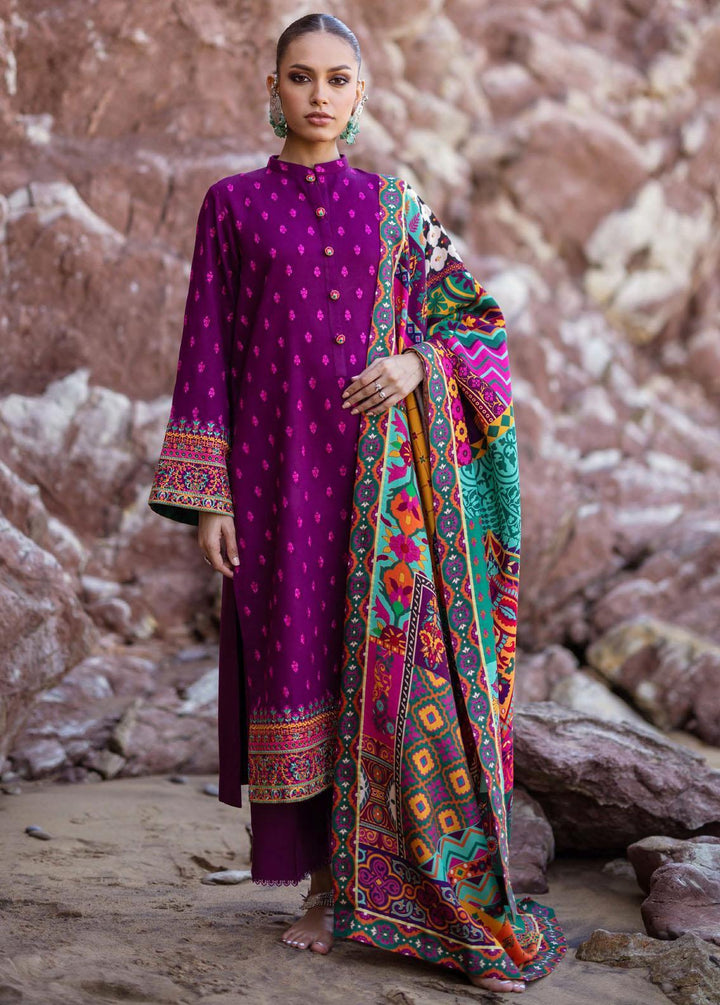 Zainab Chottani Embroidered Herringbone Suits Unstitched 3 Piece ZC23WS D10 Gul - Winter Collection