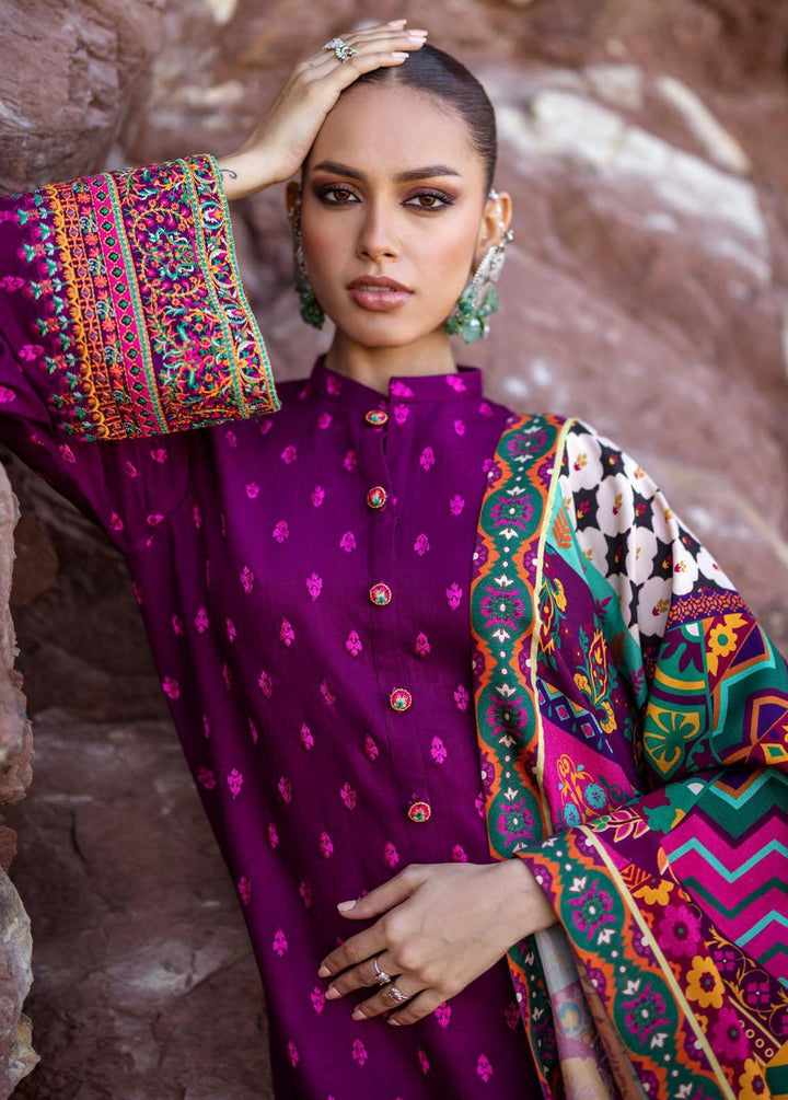 Zainab Chottani Embroidered Herringbone Suits Unstitched 3 Piece ZC23WS D10 Gul - Winter Collection