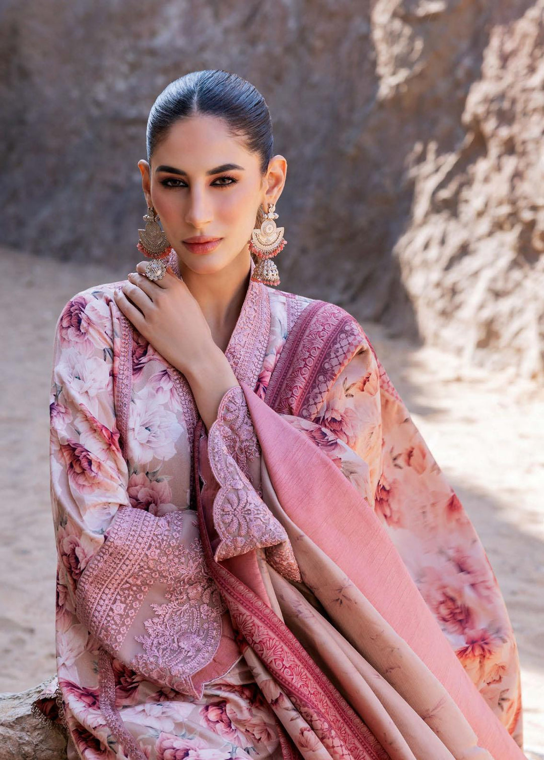 Zainab Chottani Embroidered Herringbone Suits Unstitched 3 Piece ZC23WS D5 Shyra - Winter Collection