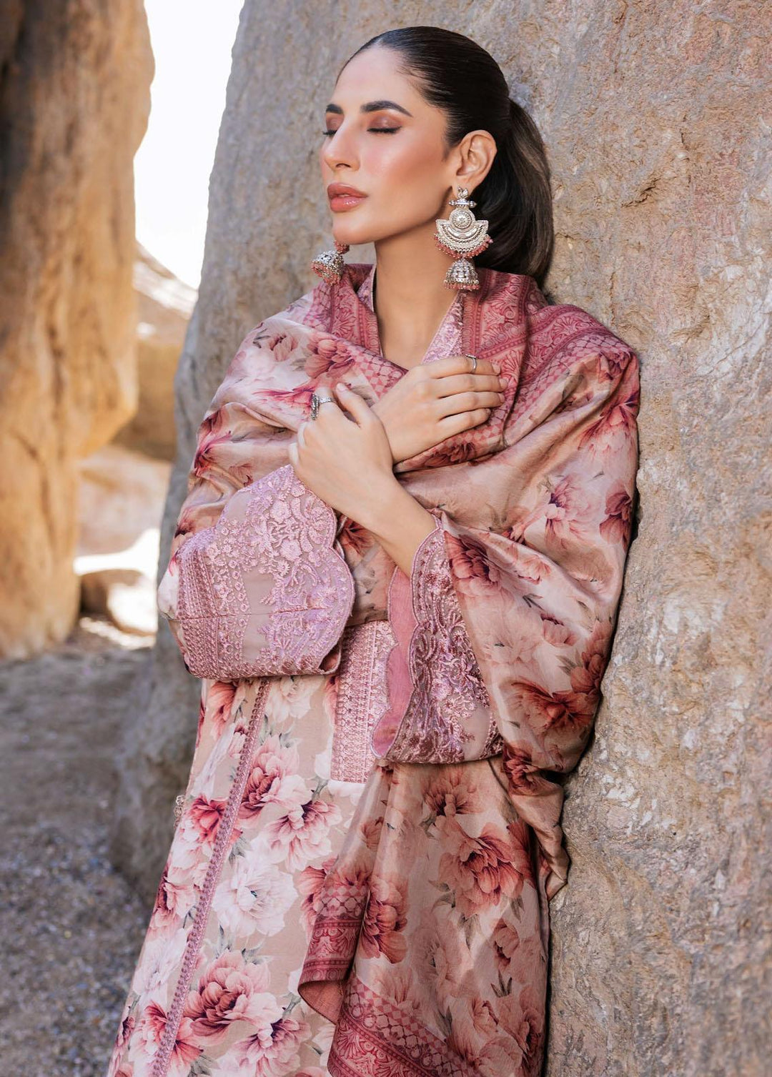 Zainab Chottani Embroidered Herringbone Suits Unstitched 3 Piece ZC23WS D5 Shyra - Winter Collection