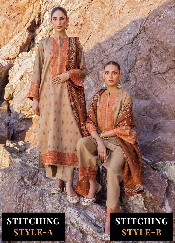 Zainab Chottani Embroidered Herringbone Suits Unstitched 3 Piece ZC23WS D6 Azal - Winter Collection