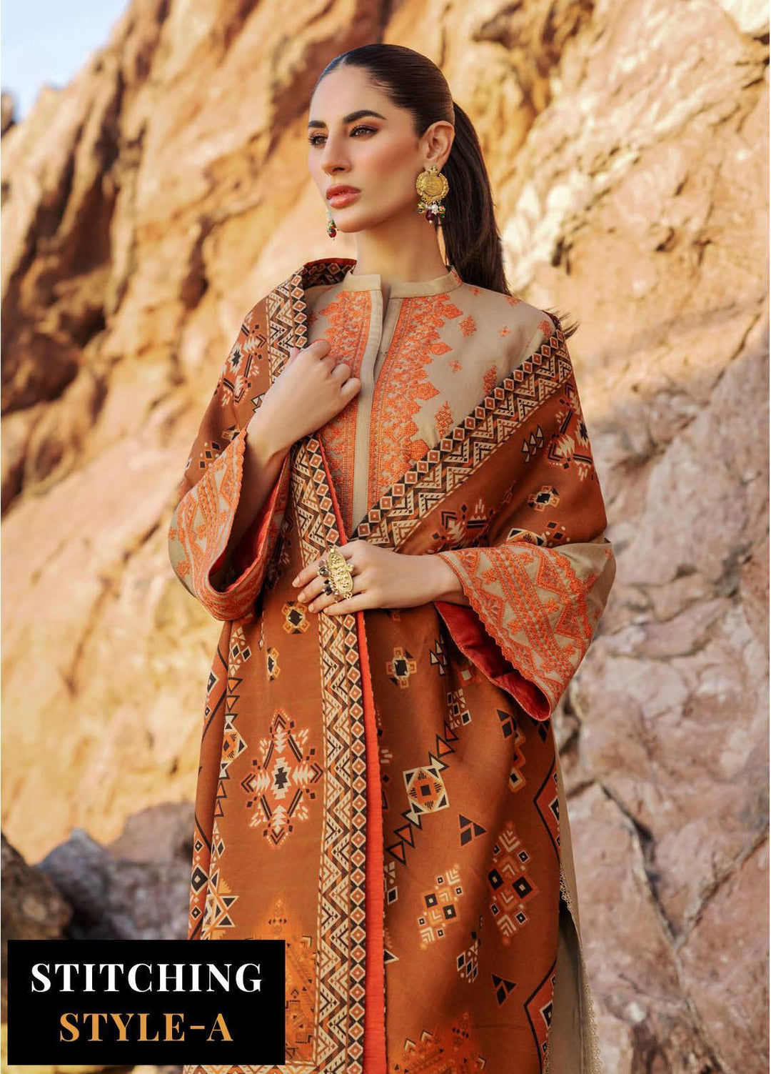 Zainab Chottani Embroidered Herringbone Suits Unstitched 3 Piece ZC23WS D6 Azal - Winter Collection